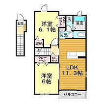 山口県山口市嘉川5268-1（賃貸アパート2LDK・2階・57.07㎡） その2