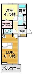 ポポンタ　ミュー 1階1LDKの間取り