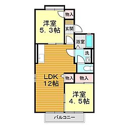 ボヌールS 2LDKの間取図画像