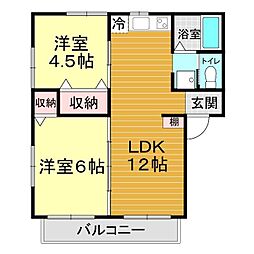 コンフレールA 2LDKの間取図画像