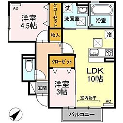 アイネヴェルトD棟 2LDKの間取図画像