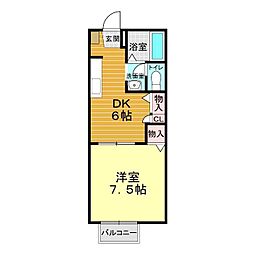 フローラルヒカリ 1DKの間取図画像