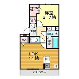 ミッドレジデンスA 1LDKの間取図画像