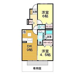 ラグーン 2DKの間取図画像