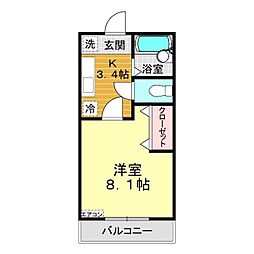 JGハイツ1 1Kの間取図画像