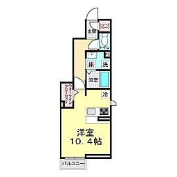 サミーヨK ワンルームの間取図画像