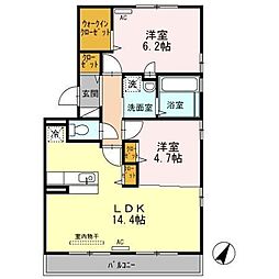 トレジャリー 2LDKの間取図画像