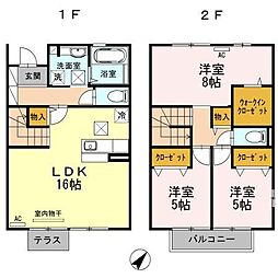はぴねす一の坂川 3LDKの間取図画像