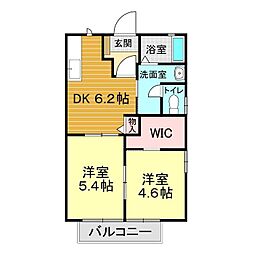 シンフォニーNo.10 2DKの間取図画像