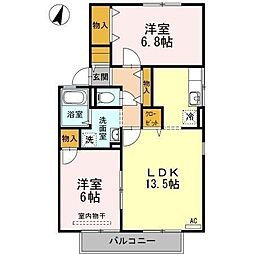 ハイカムール泉都町C 2LDKの間取図画像