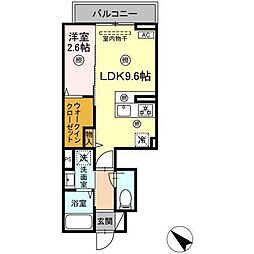 ディアライズ旭通りA棟 1LDKの間取図画像