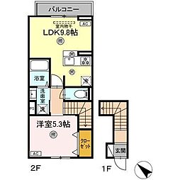 ディアライズ旭通りA棟 1LDKの間取図画像