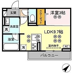 (仮称)ディアライズ旭通り B棟 1LDKの間取図画像