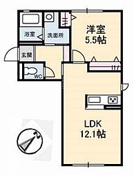 フローラルグリーンA 1LDKの間取図画像