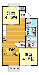 メゾン高橋C 2LDKの間取図画像