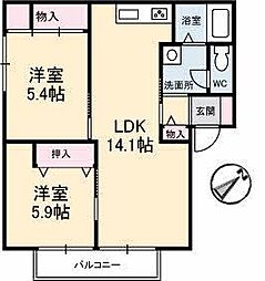 グランディアスC 2LDKの間取図画像
