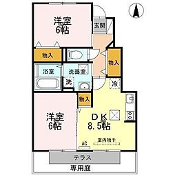 グランドソレーユ 2DKの間取図画像