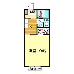 メゾンゆ～な 1Kの間取図画像