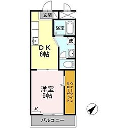 クレール静 1DKの間取図画像