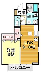 セジュールヒットワンA 1LDKの間取図画像