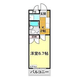 ヴィラ・ルミエールNo.1 1Kの間取図画像