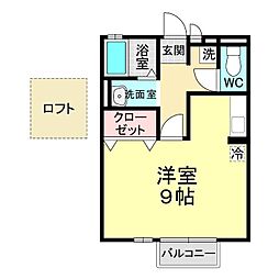 クレール姫山 ワンルームの間取図画像