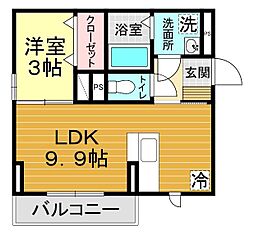 プランドール・華 1LDKの間取図画像