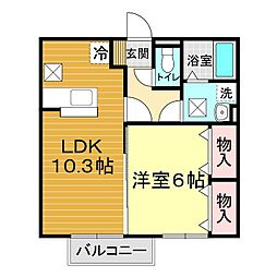 エクセレントシュガーB 1LDKの間取図画像