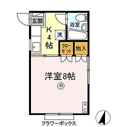 リブインミルキーウェイ 1Kの間取図画像