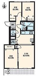 つつじが丘ハイムD棟 3LDKの間取図画像