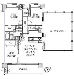 ハイホーム聖蹟桜ケ丘2ブロードテラス 3LDKの間取図画像