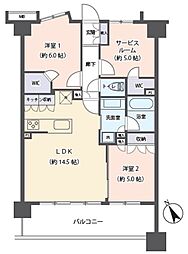 センチュリー千歳烏山レジデンス 2SLDKの間取図画像