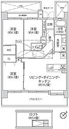 レールシティ八王子かえで通り 3LDKの間取図画像