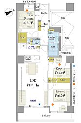 セレナハイム立川スクエアコート 3LDKの間取図画像