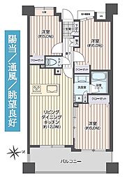 日神パレステージ聖蹟桜ヶ丘 3LDKの間取図画像