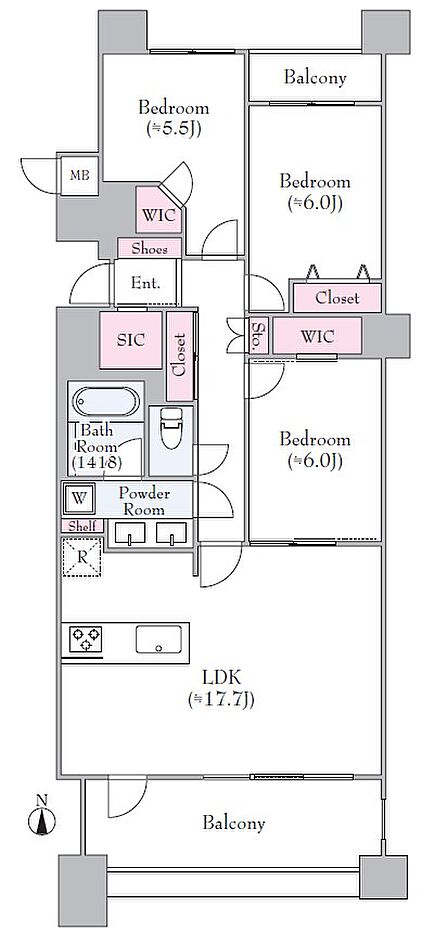 3LDK 間取り
