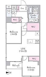 府中グリーンハイツ 2LDKの間取図画像