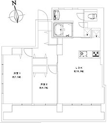 小金井スカイコーポラス 2LDKの間取図画像