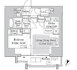 リブクオーレ神保町 6階1LDKの間取り