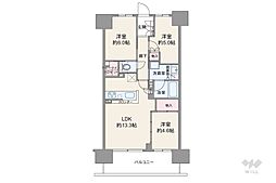 プレイズ北千住 3LDKの間取り