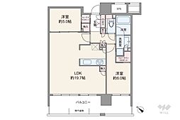 シティタワー千住大橋 2LDKの間取図画像