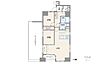 間取り：間取りは専有面積59.86平米の2LDK。ルーフバルコニー付きのプラン。複数方向に採光部があり、バルコニー面積は20.16平米です。