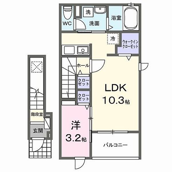 ファイオレフト　サウス ｜千葉県松戸市新松戸6丁目(賃貸アパート1LDK・2階・37.63㎡)の写真 その2