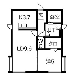 アスカハイツ平岸 3階1LDKの間取り