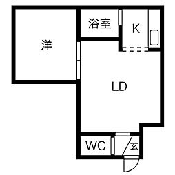 ケルシャンセ元町 1LDKの間取図画像
