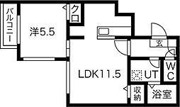 プリマソレイユ 1LDKの間取図画像