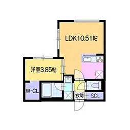 仮)ラ・シュエットアベイズ 1LDKの間取図画像