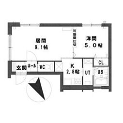 グランメール南郷S-3 1LDKの間取図画像