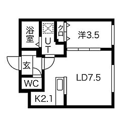 BASETSUKISAMU 1LDKの間取図画像