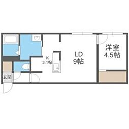 オレオール南平岸 1LDKの間取図画像